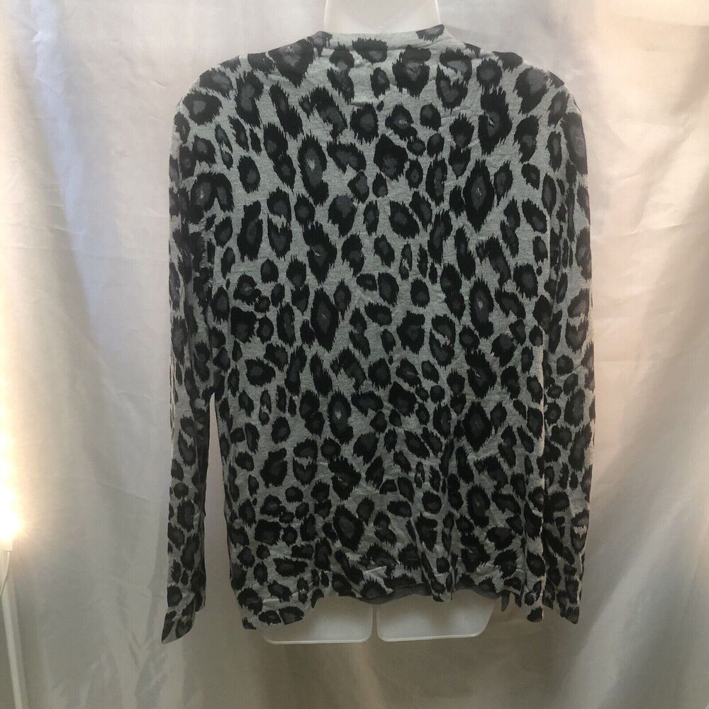 Charter Club women's Gray and black leopard print longline V-cardigan sweater XL - Picture 2 of 2